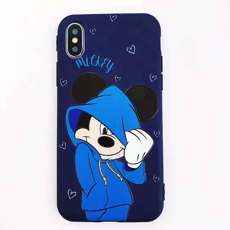 Синий Модный Мини-чехол для мобильного телефона с Микки Маусом для iPhone 11p 7 6 8 plus, розовый чехол для мобильного телефона с сердечками для iPhone XS max, чехол для телефона - Цвет: Синий