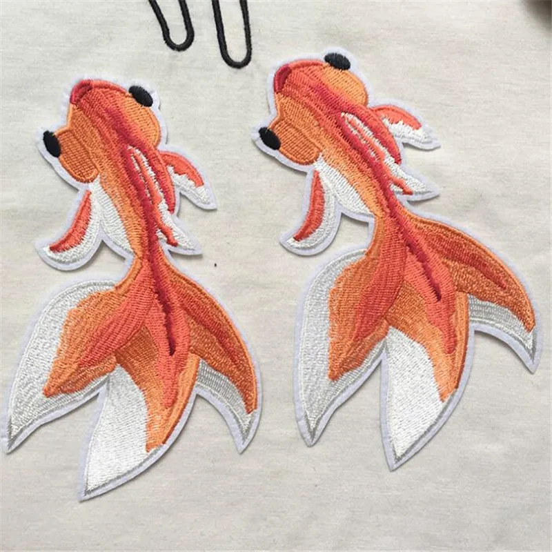5 шт. аппликация в виде золотой рыбки нашивка для одежды вышивка наклейка из ткани