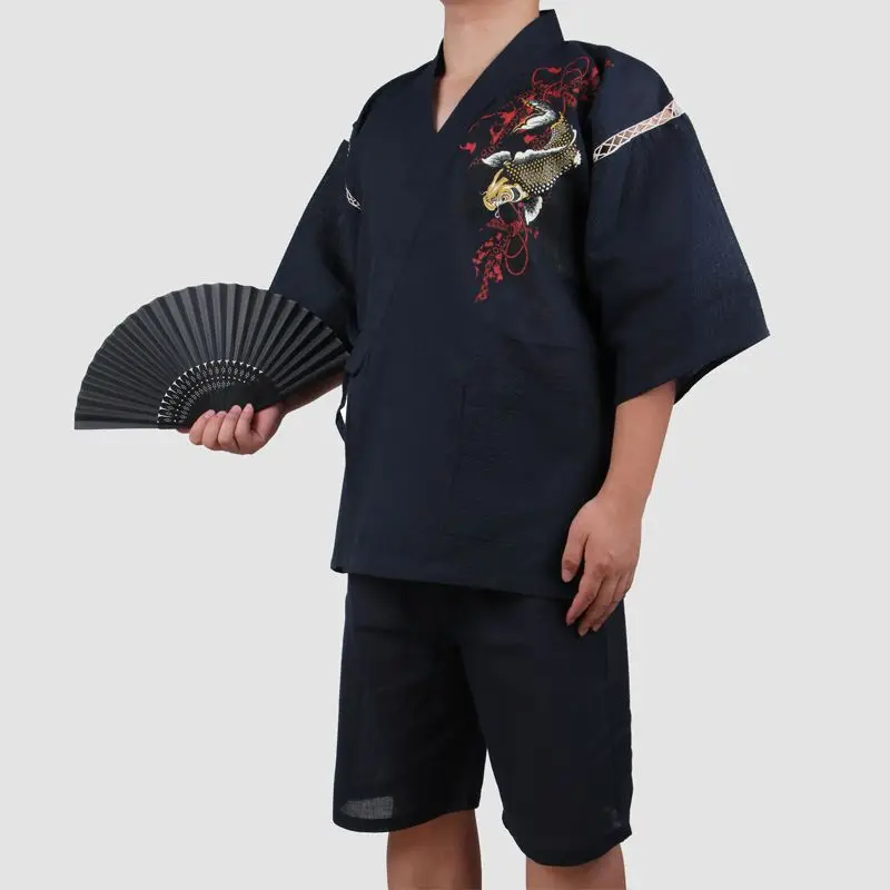 Кимоно мужское из хлопка юката Традиционная японская Пижама спортивный костюм с