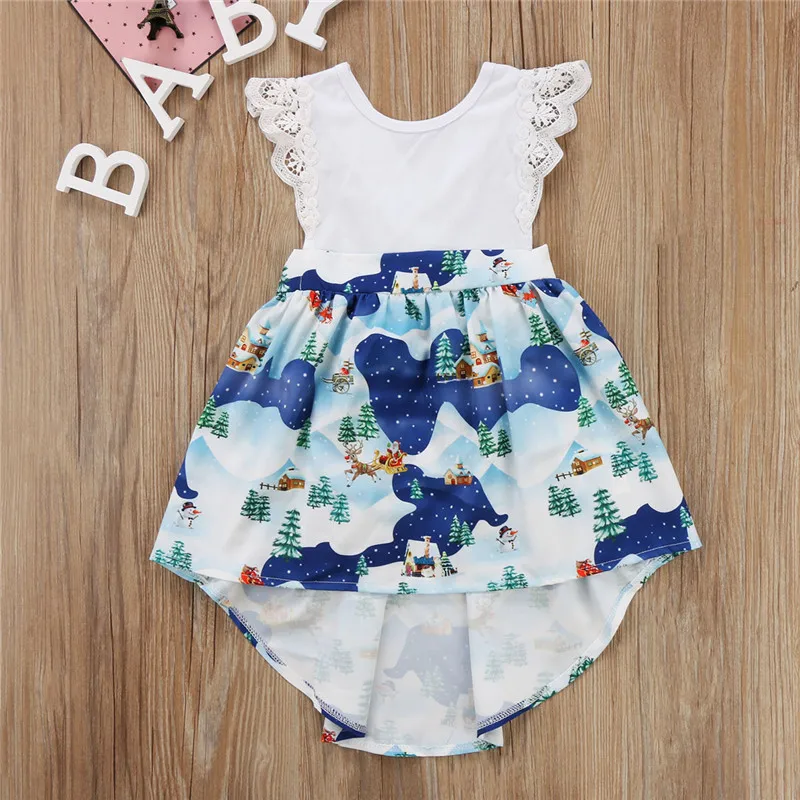 Christmas Lace Floral Mini Dress Lovely Sleeveless Newborn Baby Girl Kids Xmas Party Dresses Costume | Детская одежда и обувь