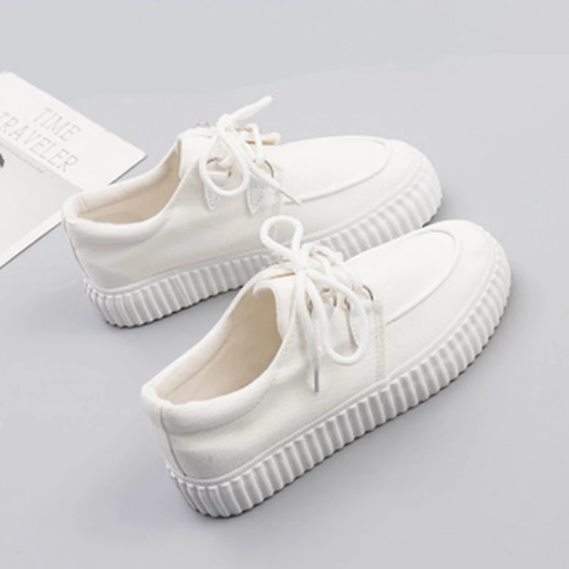 Новинка осени 2020 года Белые туфли на толстой подошве Женская обувь плоской для