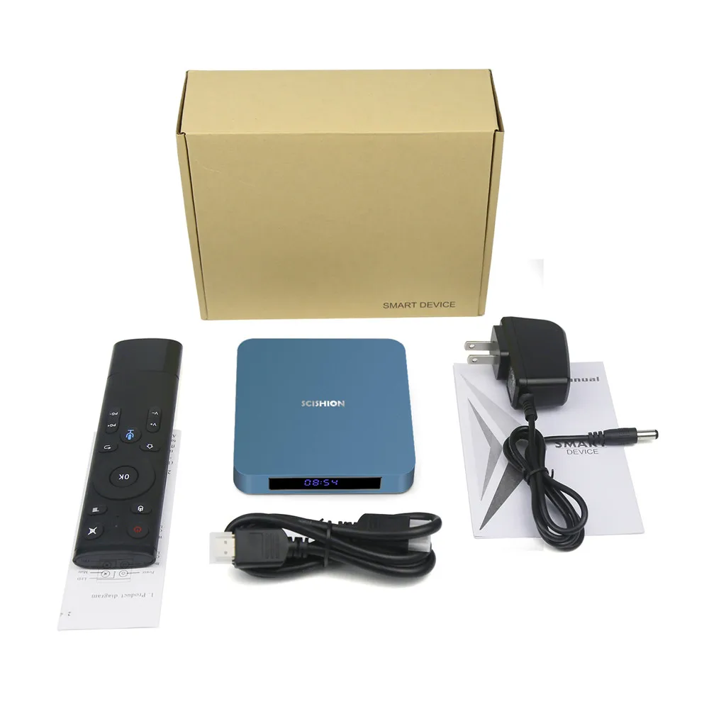 Лидер продаж Android 8 1 ТВ коробка SCISHION AI один голос Управление RK3328 2G 16G BT4.0 USB 3 0 4 K AIONE