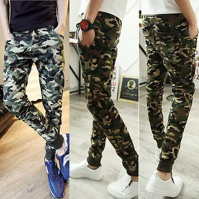

Men Pants Trousers Casual Slim Taper Pencil Long Pants Army Green Men Camo Pants hot sell