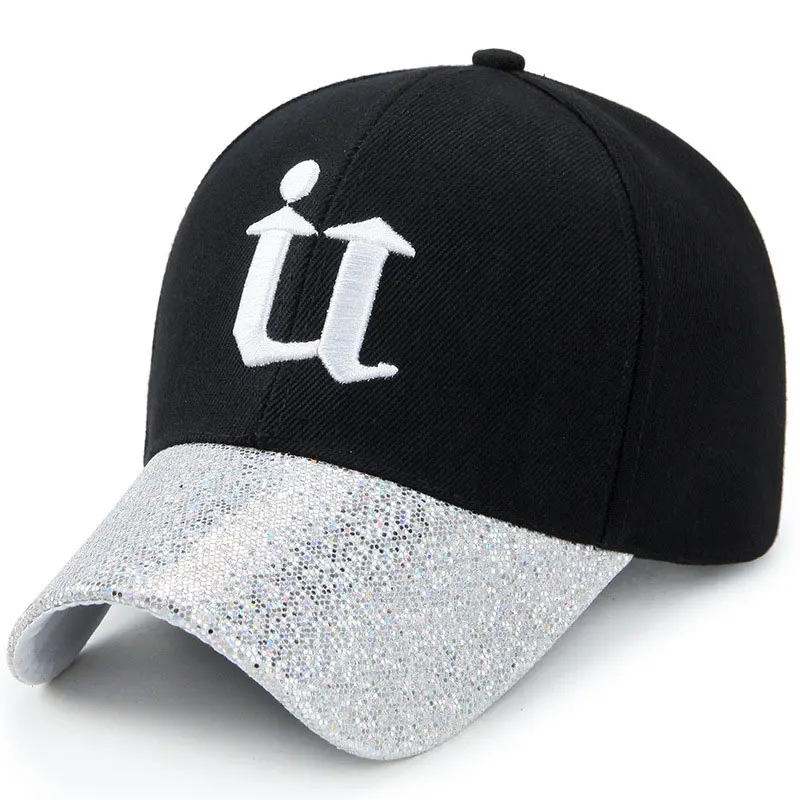 Модная бейсболка с блестящими изогнутыми краями для мужчин и женщин вышивкой