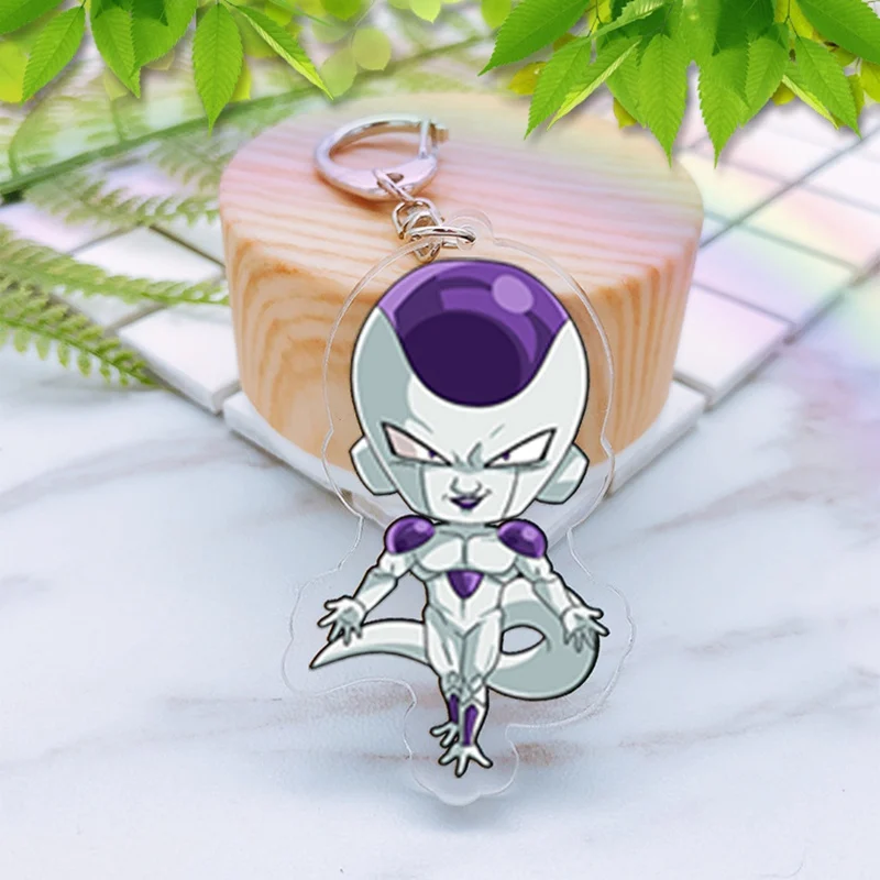 E Аниме Dragon Ball Z Сон Гоку акриловые двухсторонние брелоки с принтом Супер Saiyan Vegeta Frieza Мультяшные фигурки брелоки Portachiavi игрушки - Цвет: E