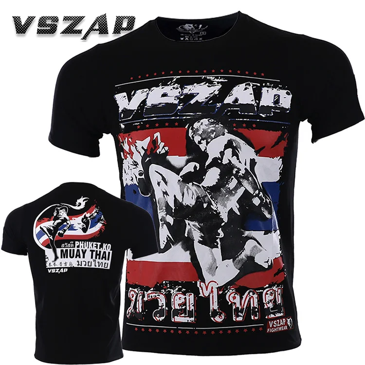 

VSZAP Martial arts Thai boxing fight MMA broadcast beg to appear on the T - shirt fitness martial arts style men