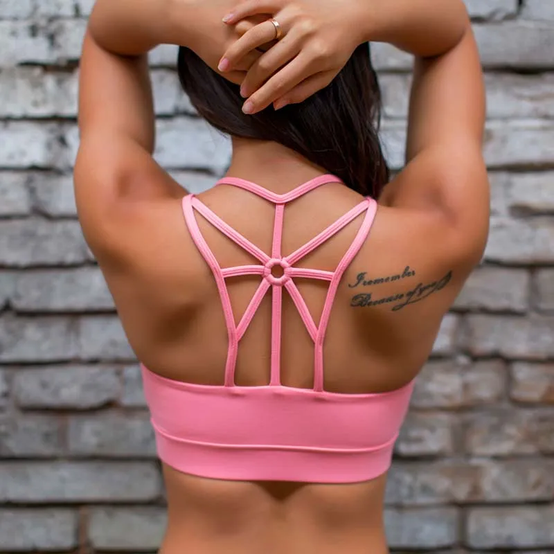 Сексуальный спортивный бюстгальтер Femme Crop Yoga Top Cross с широкими эластичными