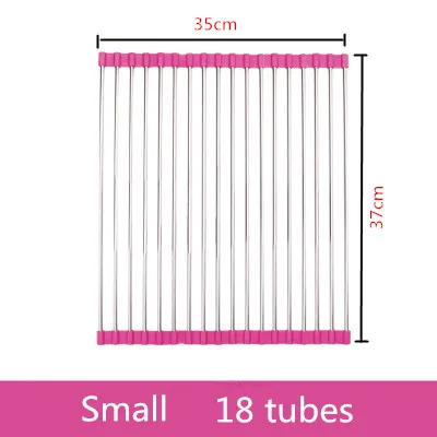 Small 18 tubes red Кухонный слив, сушилка для посуды, органайзер для раковины, держатель для полки, складное хранение, кухонные принадлежности, фруктовое блюдо для овощей, сушилка - Цвет: Small 18 tubes red