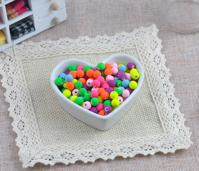 Разные яркие цвета Акриловые Неоновые Матовые Круглые бусины для ювелирных