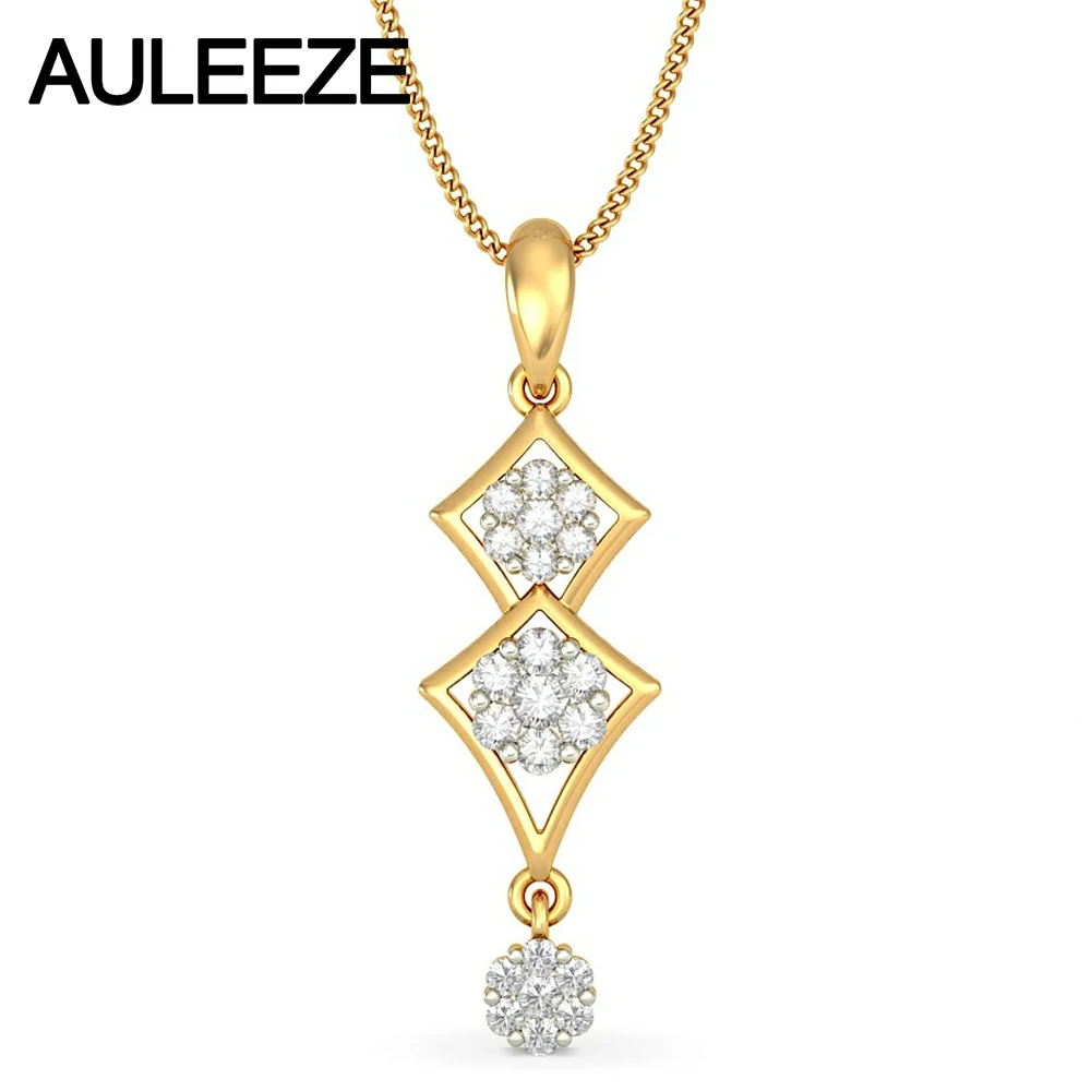 

Famous Style Unique Water Drop 585 Gold Necklace Solid 14K Yellow Gold Jewelry 0.43CTTW Real Natural Diamond Pendants For Women