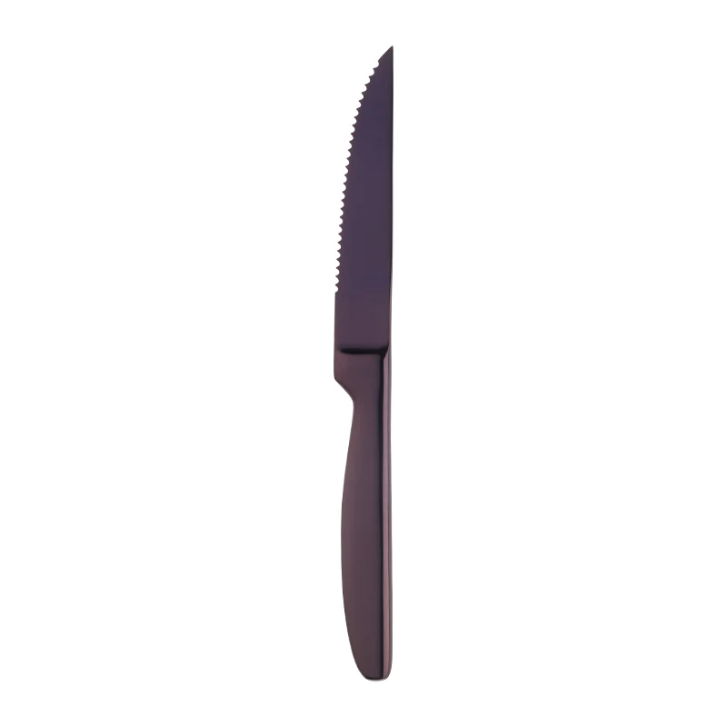 Purple-4PCS 4 шт. Радужный нож для стейка из нержавеющей стали, набор острых столовых ножей, столовые приборы для ресторана, столовый нож, золотые ножи для стейка, набор посуды - Цвет: Purple-4PCS