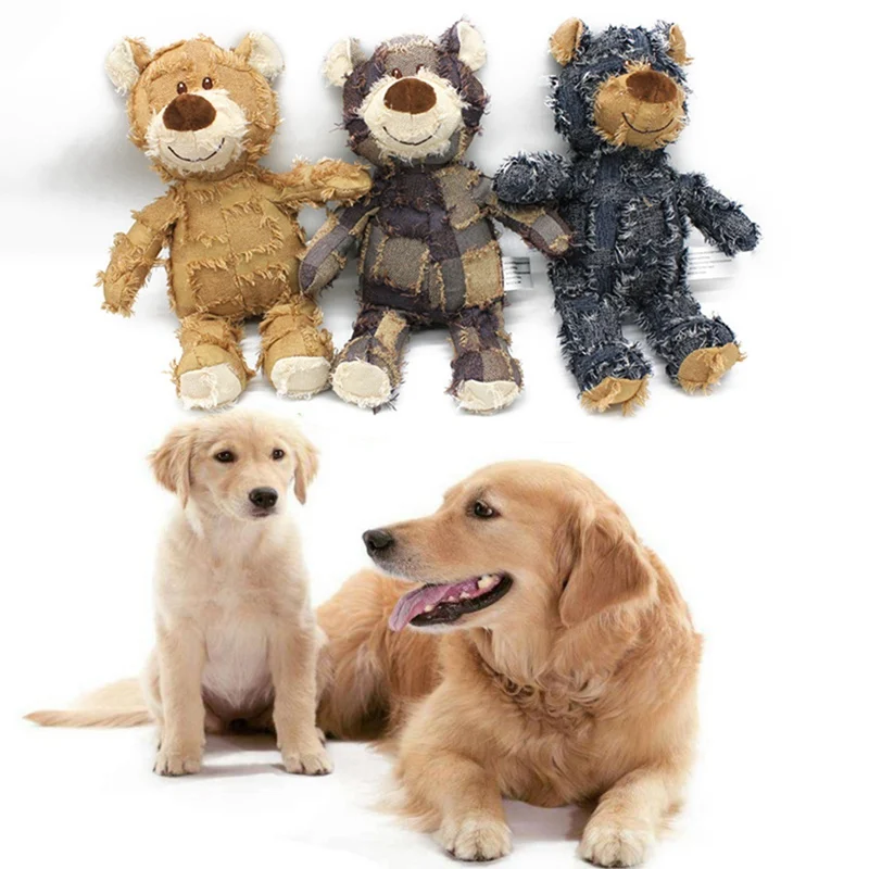 Милые игрушки для собак в форме медведя, пищащие Мягкие плюшевые игрушки для собак, кошки, жевательные Игрушки для маленьких и больших собак, забавные игрушки для обучения
