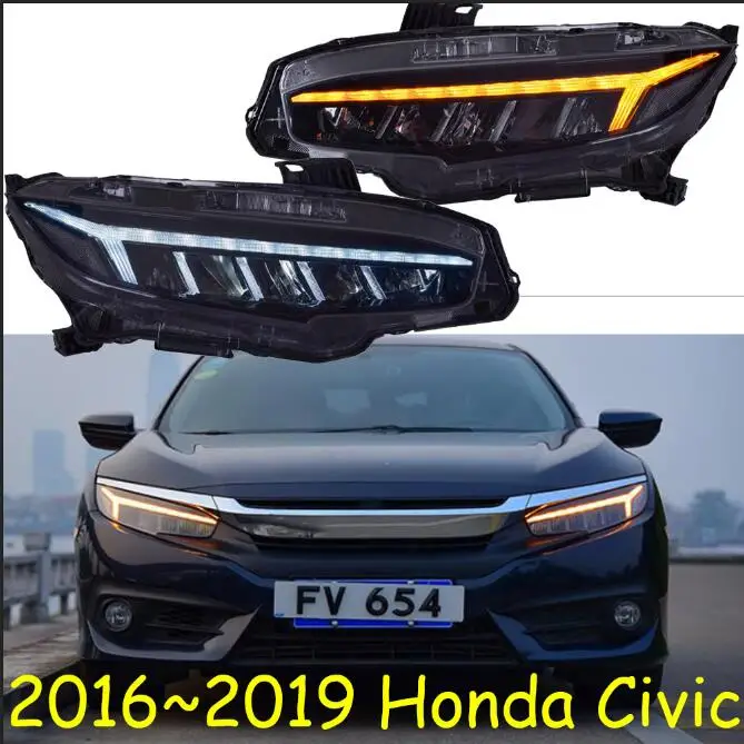 Автомобильный головной светильник для CIVIC головной светильник типа головной светильник светодиодный динамический сигнал плавающий CIVI светильник Биксеноновая линза луч светильник - Цвет: Model1 style