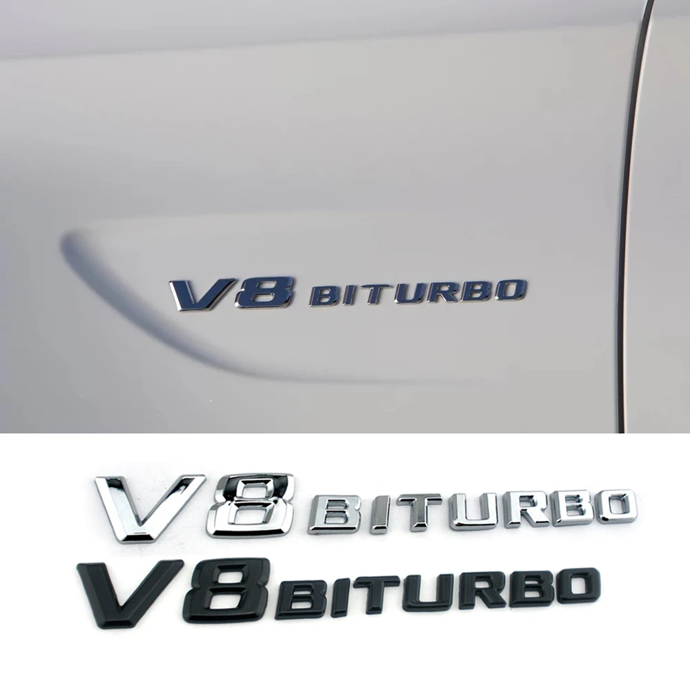 

1-10 Pcs V8 BITURBO Emblme Logo 3D Car Sticker For Mercedes Benz AMG B E C ML SL W221 W203 W205 W210 CLA R172 Fender Car Styling