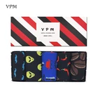 VPM большой Размеры Для Мужчин's хлопковые носки черные Alien Кофе Чили усы Смешные счастливые Harajuku в стиле хип-хоп для Для мужчин подарочной коробке 5 парпартия