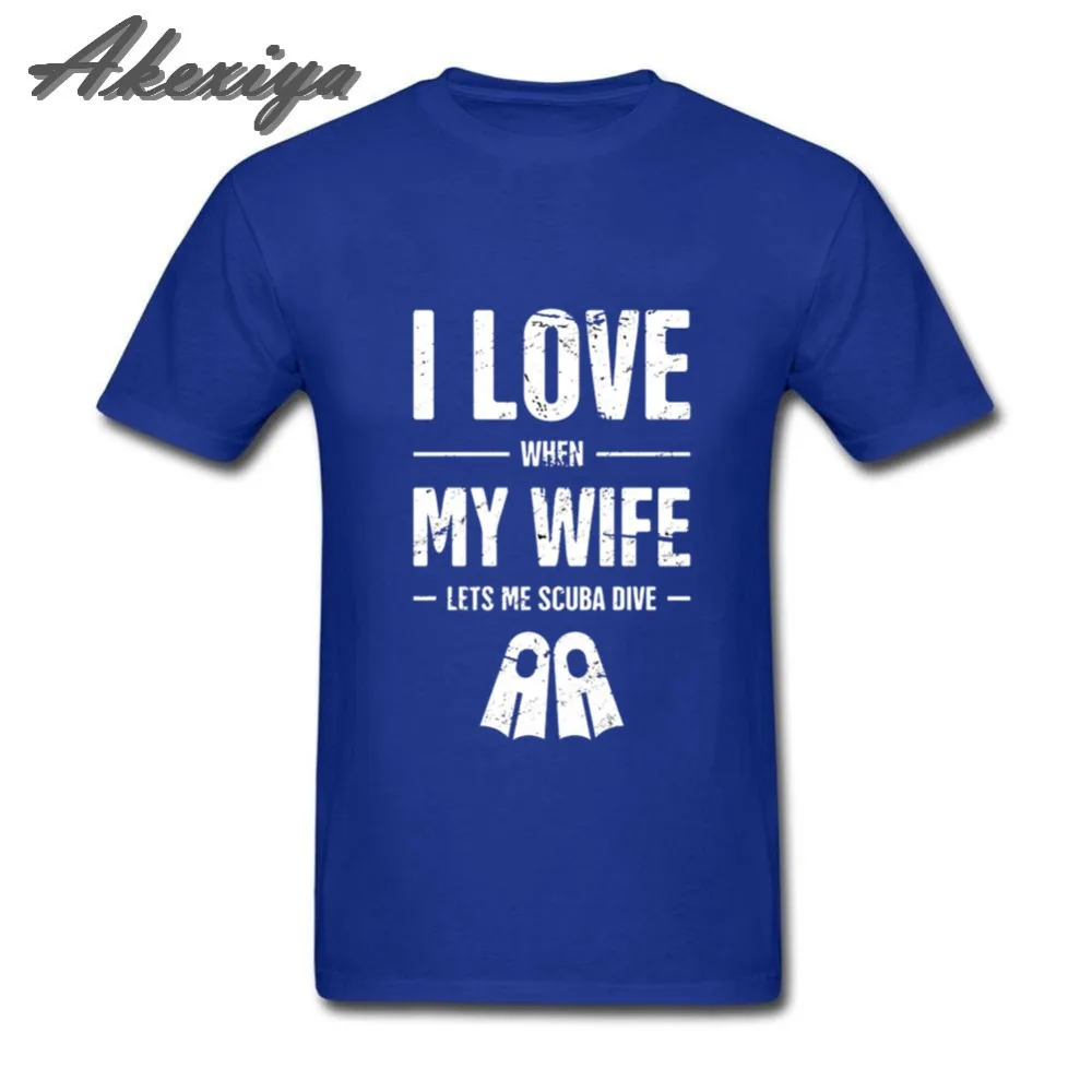 Мужская футболка с короткими рукавами Scuba DiveI Love When My Wife Lets Me Gift for Diver мягкая летняя