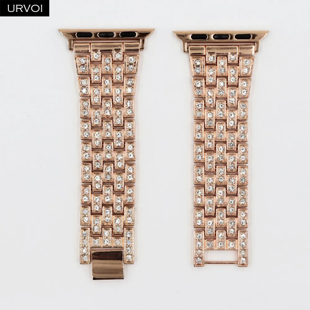 Ремешок URVOI для Apple Watch series 6 SE 5 4 3 2 1 ремешок с цирконием iWatch link браслет модный