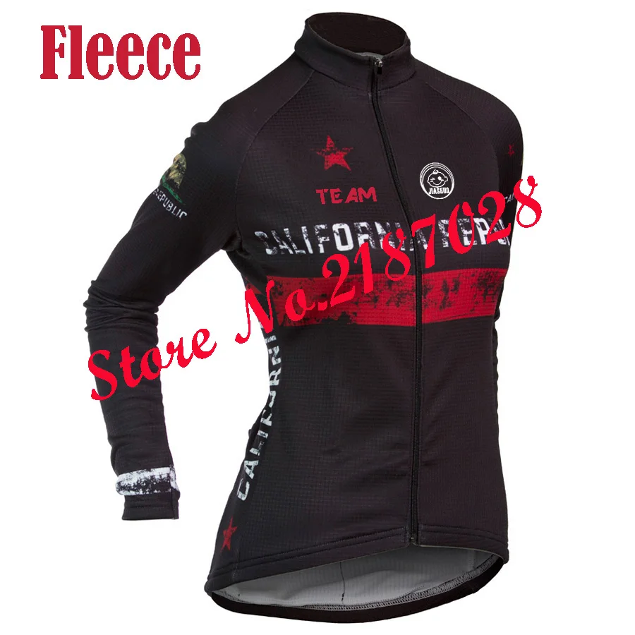 2016 Калифорния Женская велосипедная Джерси с длинным рукавом черная теплая