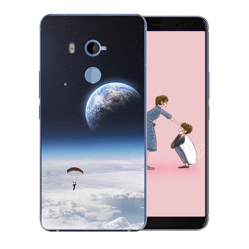 For HTC U 11 Plus Phone Case U11 Back Cover Space World Pattern Shell U11Plus 2Q4D200 Clear Protector Coque |