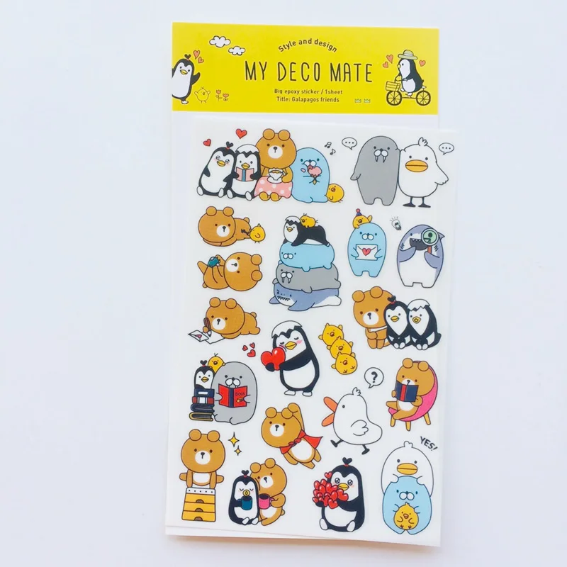 1 лист Kawaii выдра медведь Пингвин самоклеящиеся наклейки DIY этикетка-Наклейка ПВХ телефон ручка Декор Наклейка
