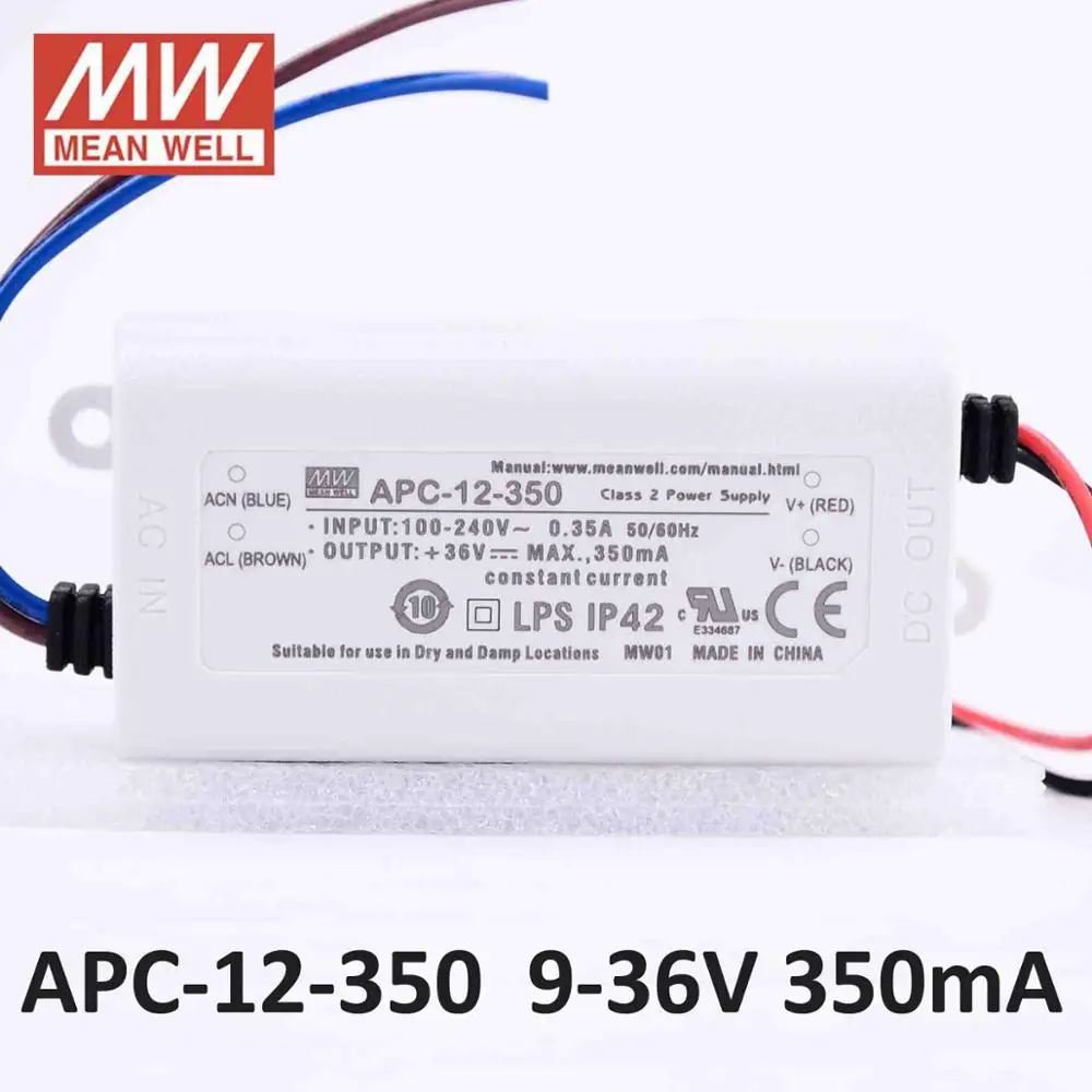 Meanwell APC 12W Светодиодный источник питания 350mA 700mA 12 Вт постоянный ток IP42 импульсный