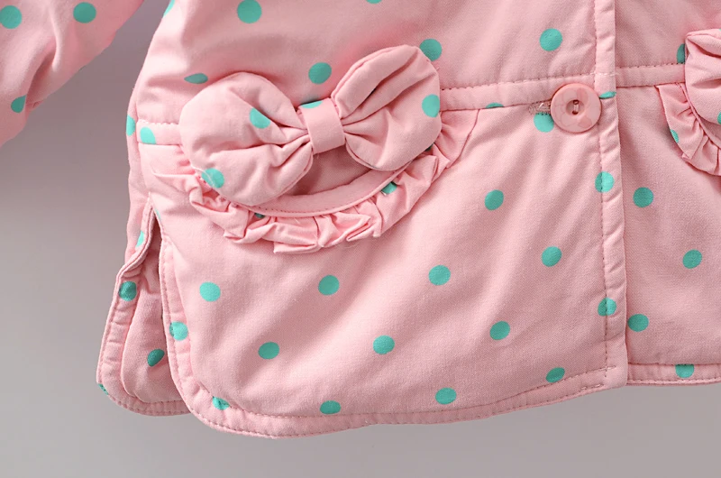 Осенне-зимнее пальто для малышей милое в горошек хлопковое стеганое платье