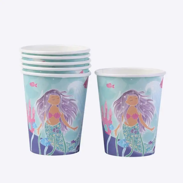 cup 6pcs 1 шт. 108*180 см вечерние одноразовые пластиковые скатерти с рисунком русалки для свадьбы, дня рождения, вечеринки, скатерти прямоугольной формы - Цвет: cup 6pcs