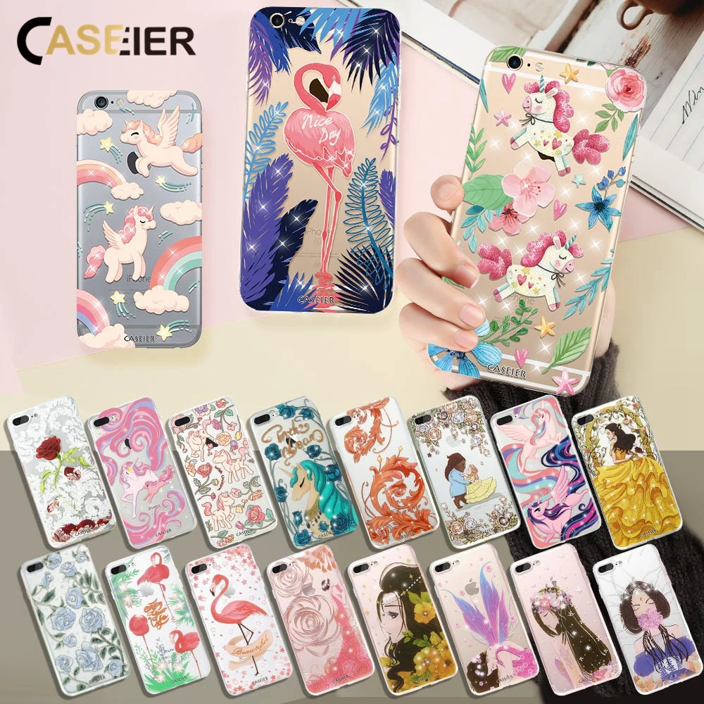 Чехол Caseier Girly Cute Unicorn Для iPhone 6 S блестящий мягкий чехол со стразами и фламинго для