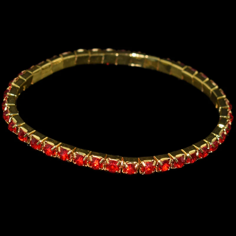 gold red diamond 12 шт. Красочные Стразы, растягивающиеся браслеты, женские эластичные браслеты с кристаллами для женщин, шикарный подарок для девушек, свадебные модные ювелирные изделия - Окраска металла: gold red diamond