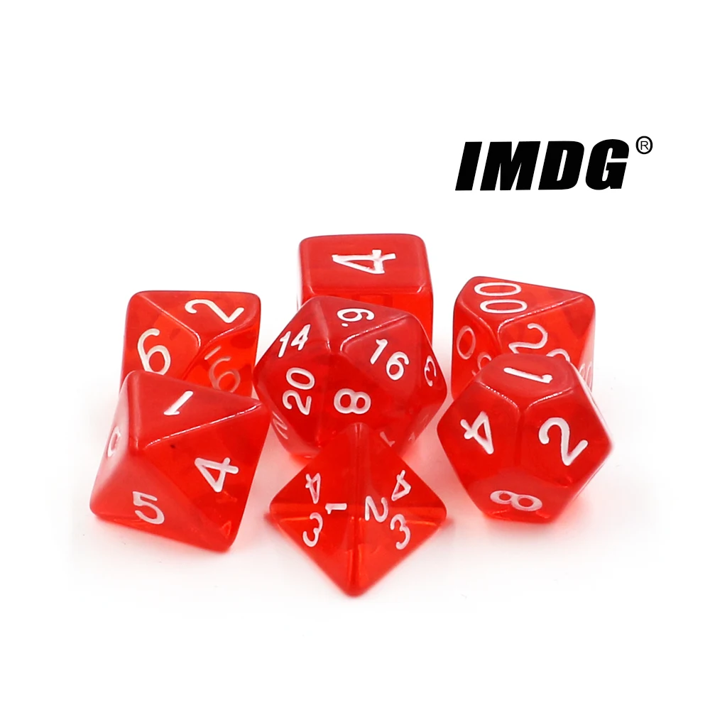 IMDG Новые 7 шт./компл. творческие RPG игровые кубики многогранные Акриловые Кубики DND