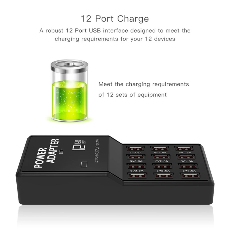 IPUMYNO сетевое зарядное устройство с несколькими USB-портами 12 портов для iphone iPad Samsung