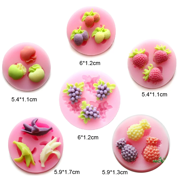 

Mini 3D * six fruit assembly silicone fondant mold 6pcs/set