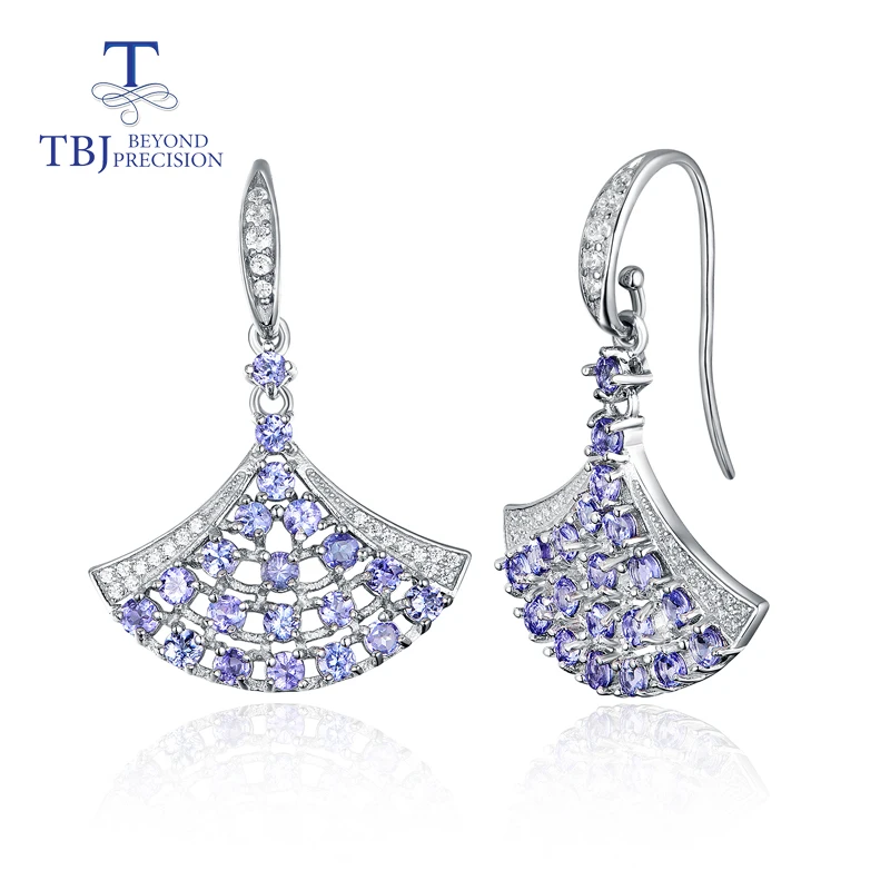 TBJ танцующая девушка натуральный 3ct Синий танзанит серьги крючки серебро 925 пробы