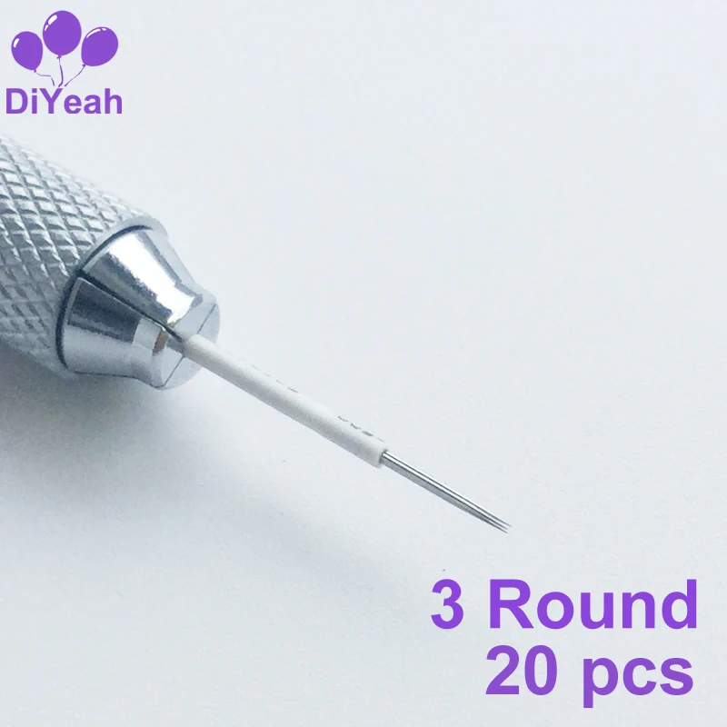 

20pcs 3 Round needles for manual pen Semi permanent makeup manual fog pen needle R3 microblading eyebrow tatoo pen tatuaje cejas
