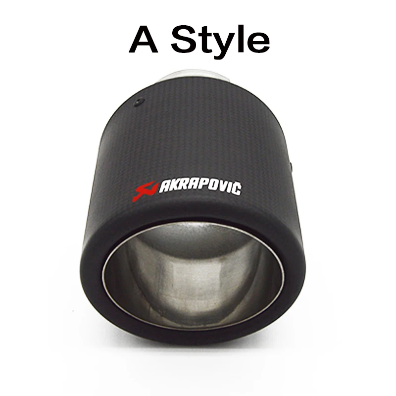 1X Universal Car Styling Akrapovic Exhaust End Tips Carbon Fiber Muffler Pipe For VW BMW Toyota Lexus Automobiles Accessories | Автомобили