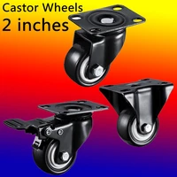2pcslot 2 inches 50mm bearing capacity 100kg black trolley wheels caster rubber swivel casters for office chair sofa platform