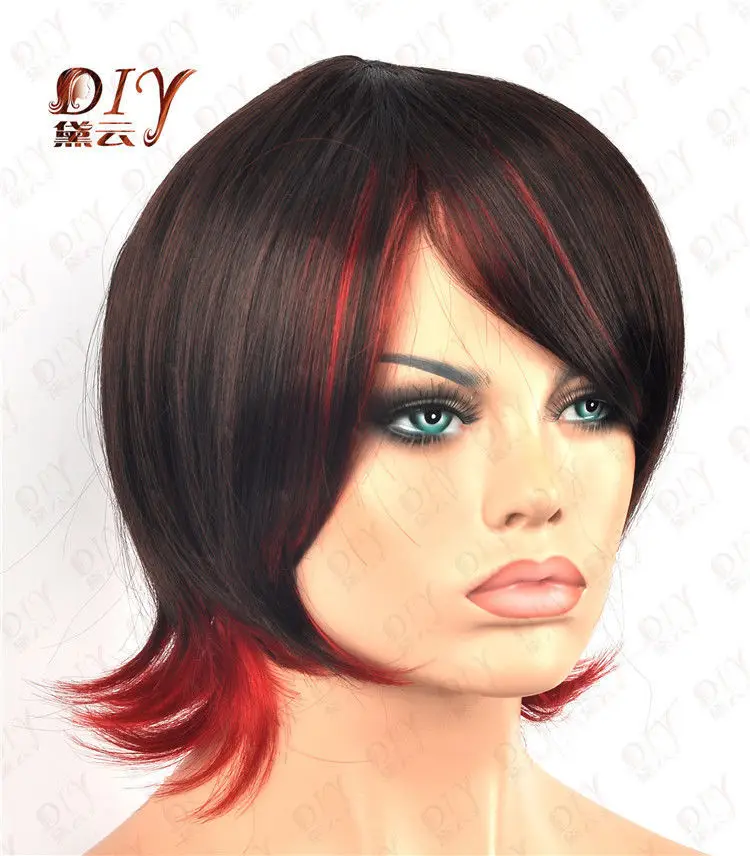 RH2817 бесплатная доставка Новый Multi-Color Короткие Естественная Прямая Леди короткий
