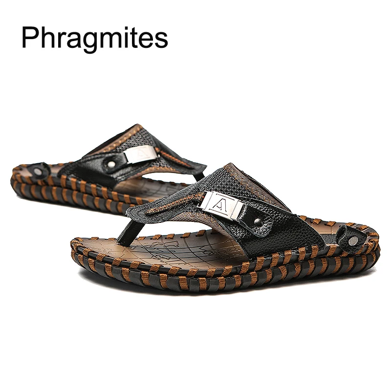 Phragmites Metal Decoration Slippers 2019 New Arrival Men Shoes Summer Beach Flip Flops Handmade Sandals Classic Soft Sandal | Обувь