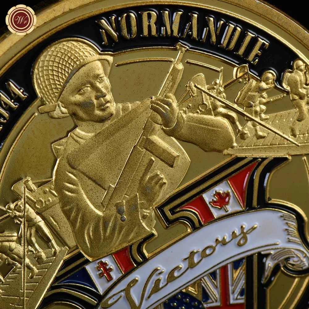 Normandie войны 70 лет Юбилей позолоченная монета военная медаль 40*3 наградная souvenr