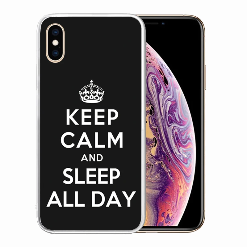 Soft Silicone Clear TPU Case for iPhone 11 Pro Max XS XR X 8 Plus 7 6S 5S 5 SE Durable Keep Calm and Carry On Cover | Мобильные
