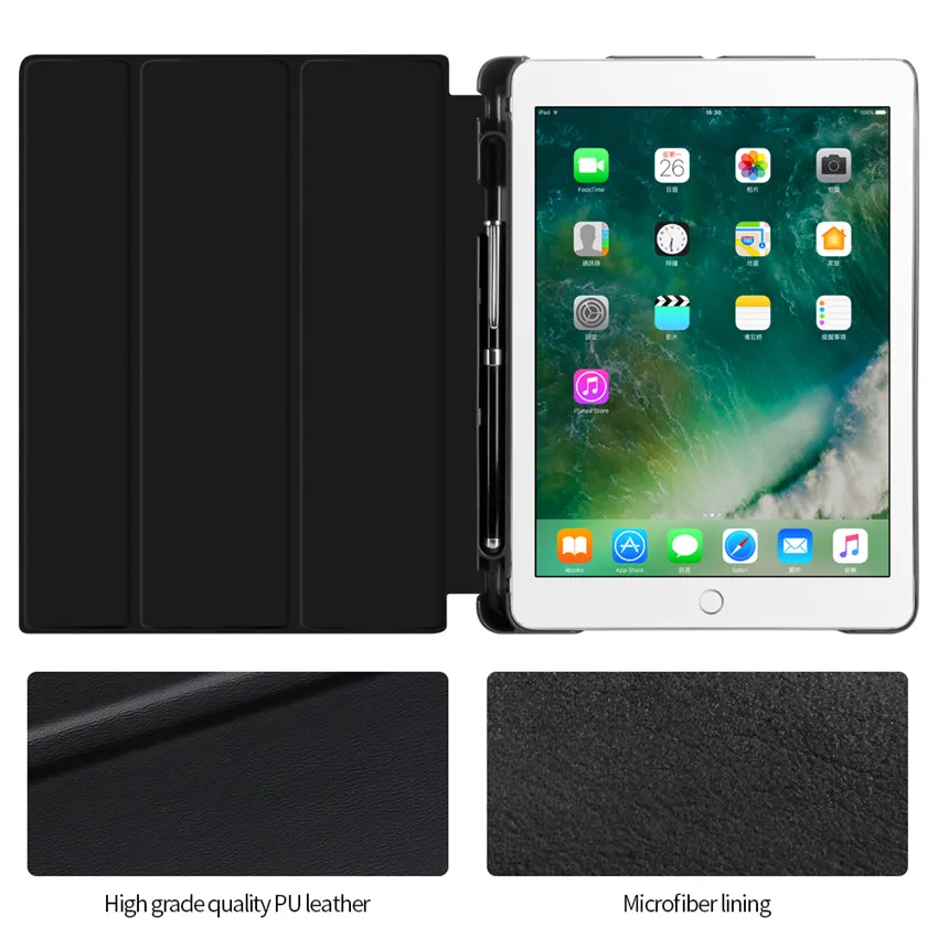 Чехол для iPad Pro 9,7 с держателем для карандашей, для iPad Pro 9,7 A1673 A1674 A1675 из искусственной кожи, смарт-чехол-подставка, Авто Режим сна+ пленка