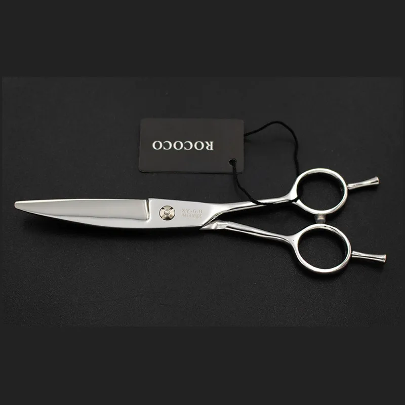 

6 inch Downward Curved Willow Leaf Shape Hair Cutting Scissors Silver Hairdressing Scissors Titanium Salon Barber Tools