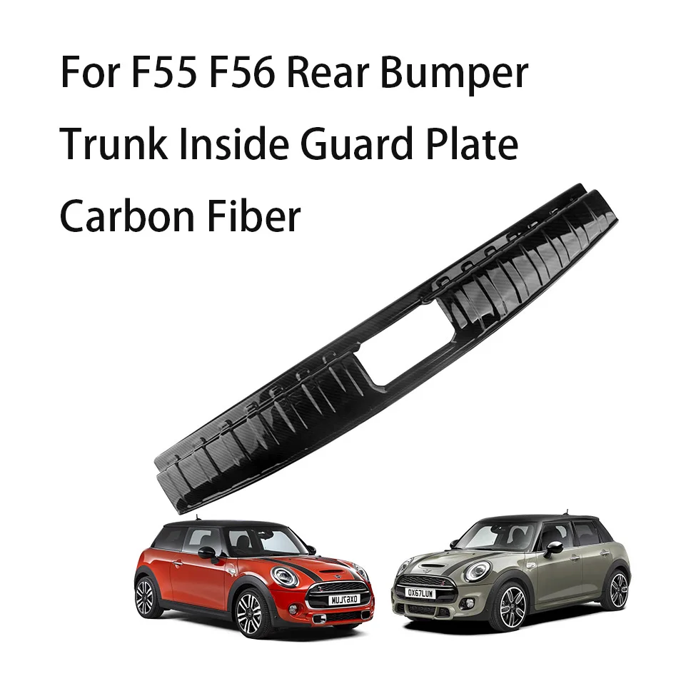 F55 F56 Carbon Fiber Автомобильный бампер для багажника задняя внутренняя внешняя пластина защитная накладка наклейка для Mini Cooper F54 F55 F56 F60 аксессуары - Название цвета: F55 F56 Carbon Fiber