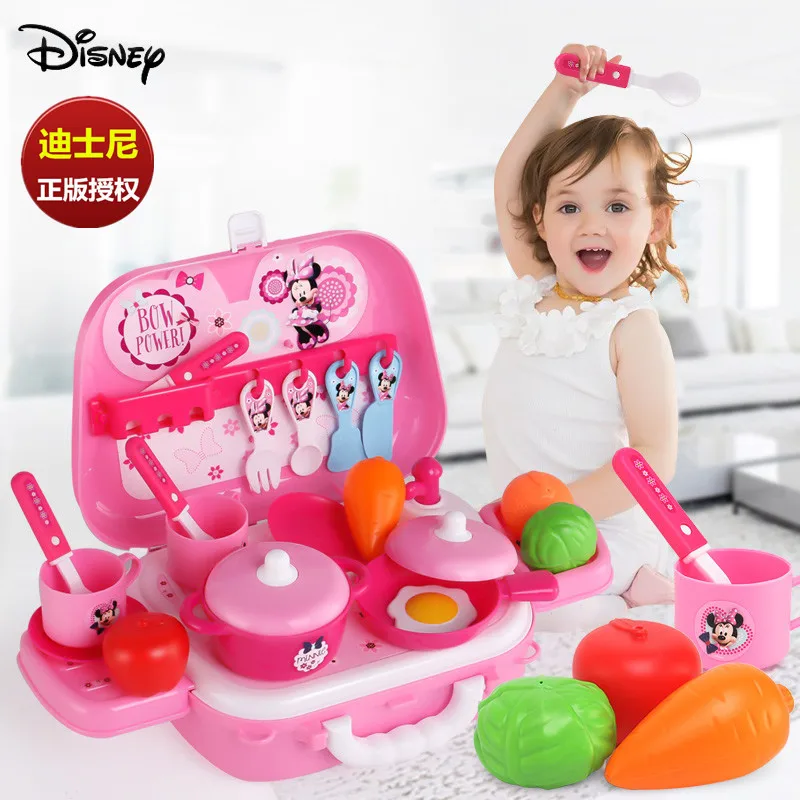 Подлинная disney минни кухонные принадлежности моделирование набор девочка приготовления игрушки рюкзак милый мультфильм Микки Маус подарки