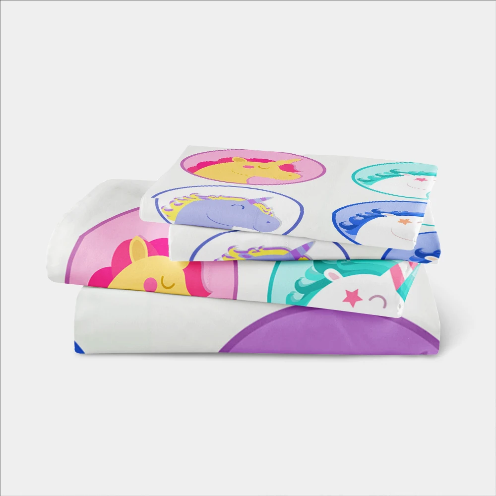 

Multi-Color Unicorn Pattern Bedding Set Kids Cartoon Duvet Cover Set Twin Full King Queen Bed Cover Pillowcase Home Decor D30