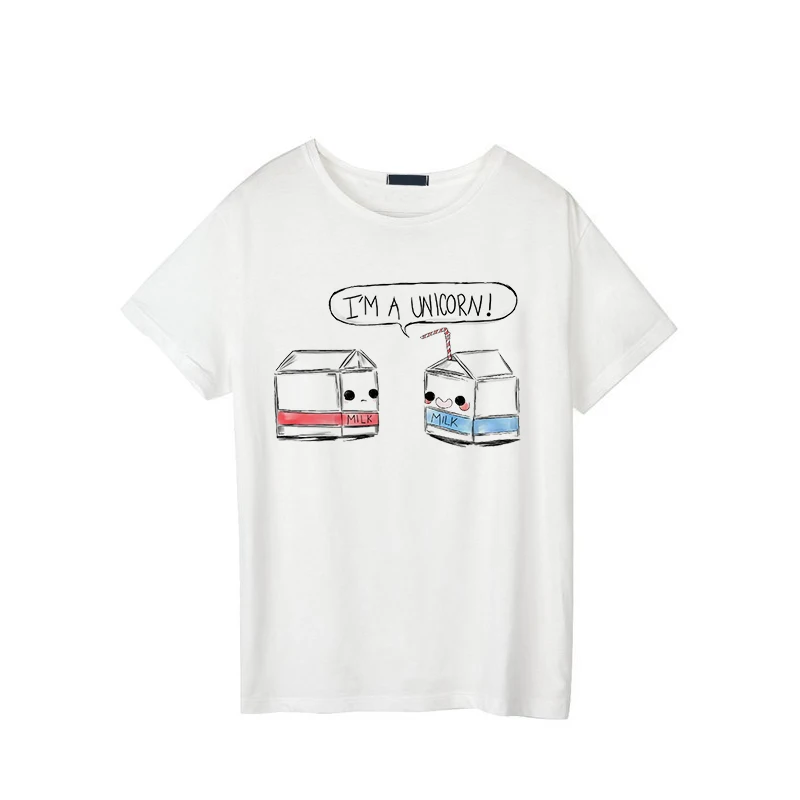 Футболка женская футболка японское молоко harajuku camiseta mujer Футболка белая Повседневная футболка Женская для благородных девушек