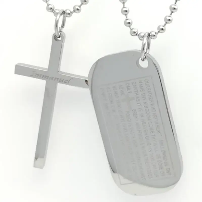 

Collare Bible Lords Prayer Cross Stainless Steel Necklaces & Pendants Wholesale Christian Jewelry Dog Tag Men Women