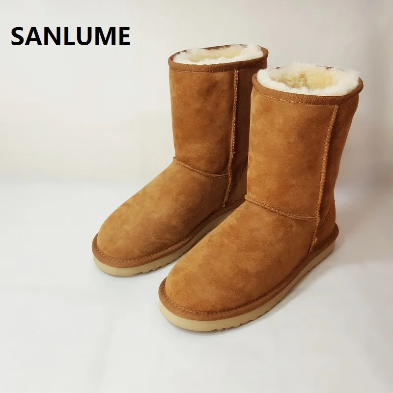 Женские зимние сапоги из овечьей кожи SANLUME Классические Теплые 100% натурального