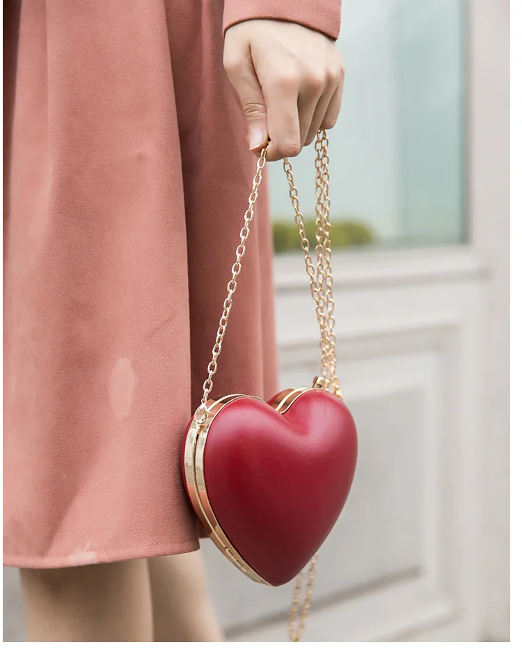 New cute Love Crossbody Tanabata Gift Red Heart Shape Shoulder Bag Lover Chain Female Bag Versatile Funny Bag Bolsa Feminina