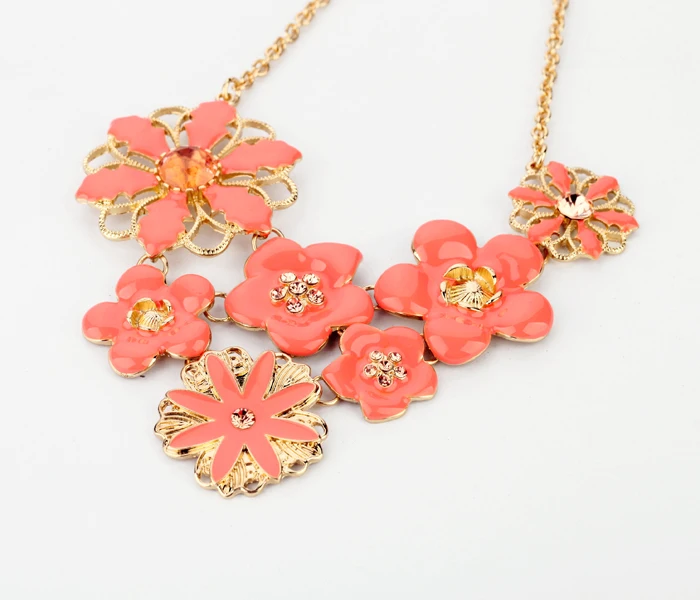 Sweat Orange Crystal Flower Necklace For Women Long Bohemia Romantic Jewelry Accessory | Украшения и аксессуары